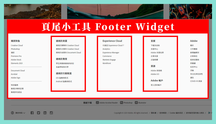 什麼是「頁尾小工具 Footer Widget」